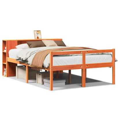 Bookcase Bed without Mattress Wax Brown 140x200 cm Solid Wood