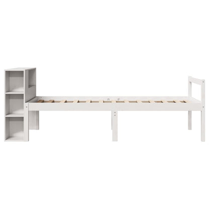 Bookcase Bed without Mattress White 75x190 cm Small Single Solid Wood Pine