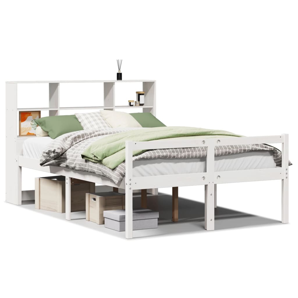 Bookcase Bed without Mattress White 160x200 cm Solid Wood Pine