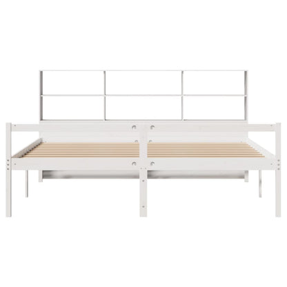 Bookcase Bed without Mattress White 180x200 cm Super King Solid Wood Pine