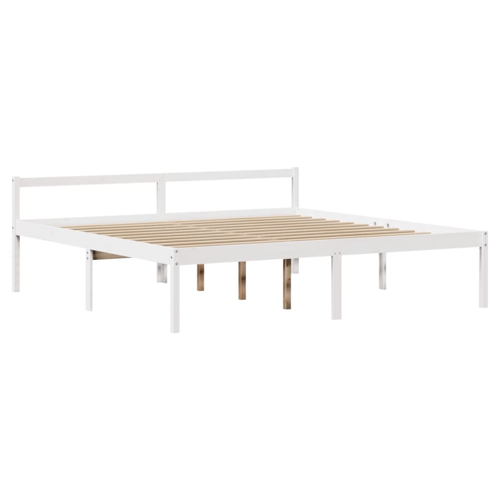 Bookcase Bed without Mattress White 180x200 cm Super King Solid Wood Pine