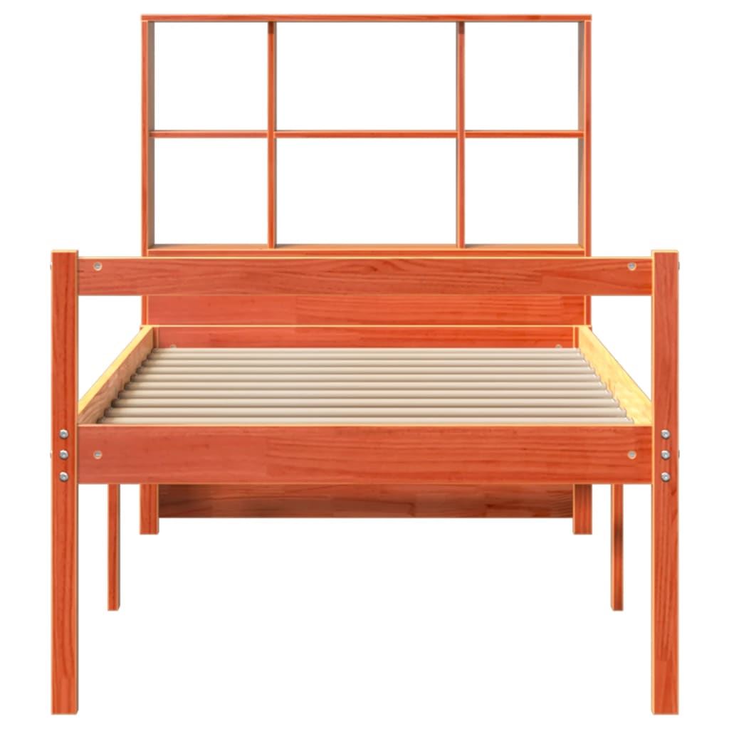 Bookcase Bed without Mattress Wax Brown 75x190 cm Small Single Solid Wood