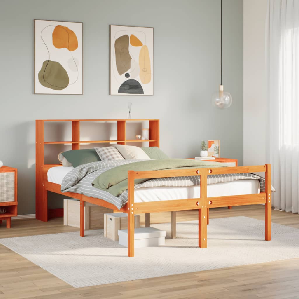 Bookcase Bed without Mattress Wax Brown 120x200 cm Solid Wood
