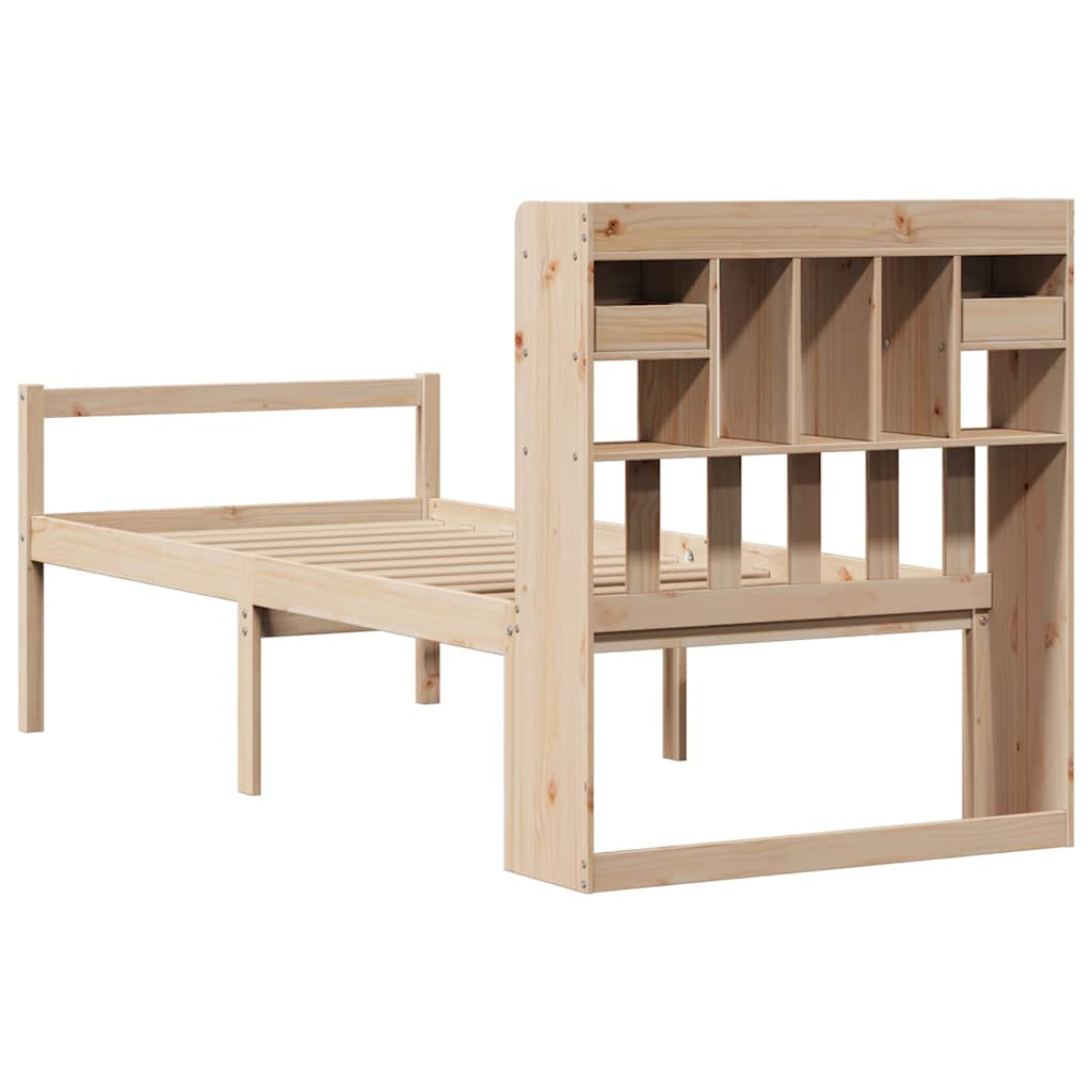 Bookcase Bed without Mattress 90x200 cm Solid Wood Pine