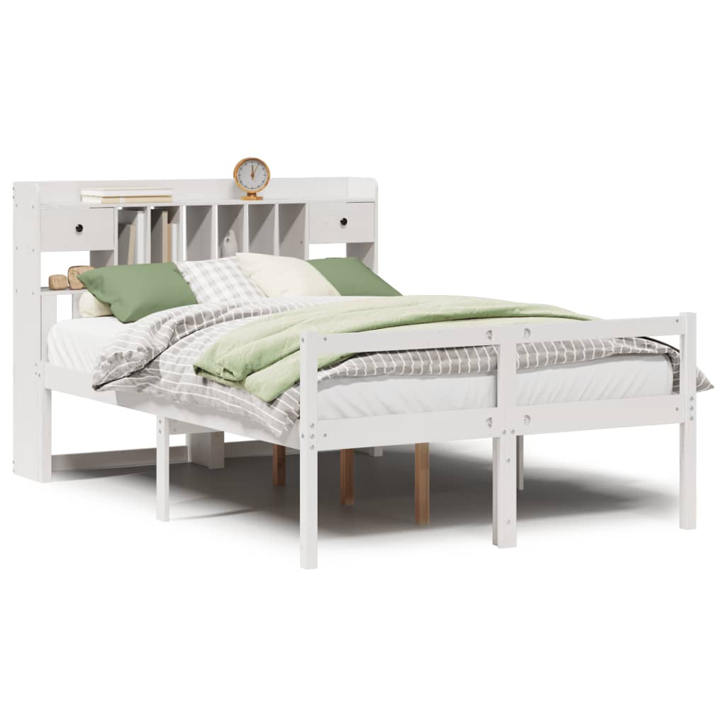 Bookcase Bed without Mattress White 140x200 cm Solid Wood Pine
