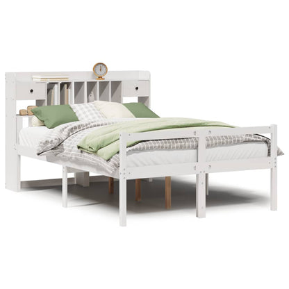 Bookcase Bed without Mattress White 140x200 cm Solid Wood Pine