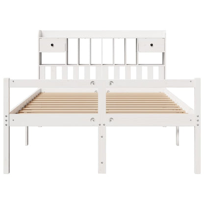Bookcase Bed without Mattress White 140x200 cm Solid Wood Pine