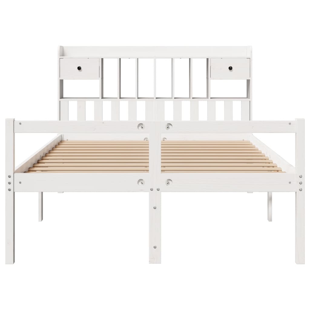 Bookcase Bed without Mattress White 160x200 cm Solid Wood Pine