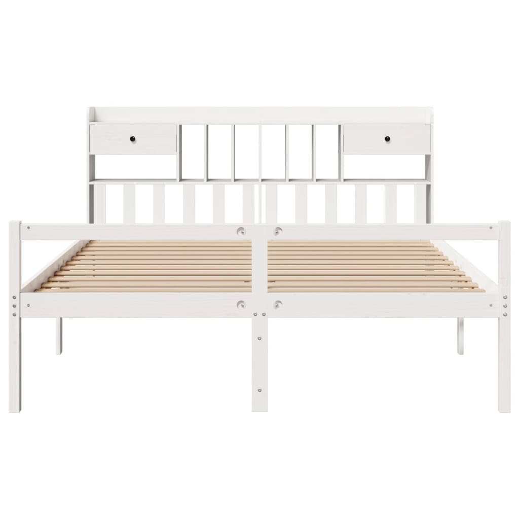 Bookcase Bed without Mattress White 180x200 cm Super King Solid Wood Pine
