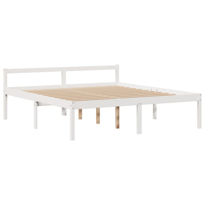 Bookcase Bed without Mattress White 180x200 cm Super King Solid Wood Pine