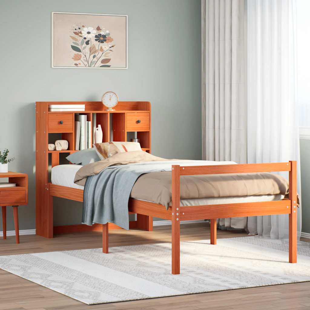 Bookcase Bed without Mattress Wax Brown 75x190 cm Small Single Solid Wood Pine