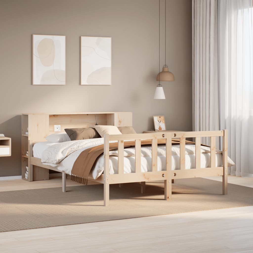 Bookcase Bed without Mattress 160x200 cm Solid Wood Pine