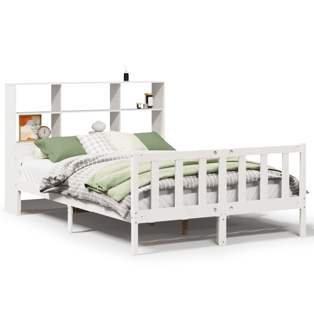 Bookcase Bed without Mattress White 160x200 cm Solid Wood Pine