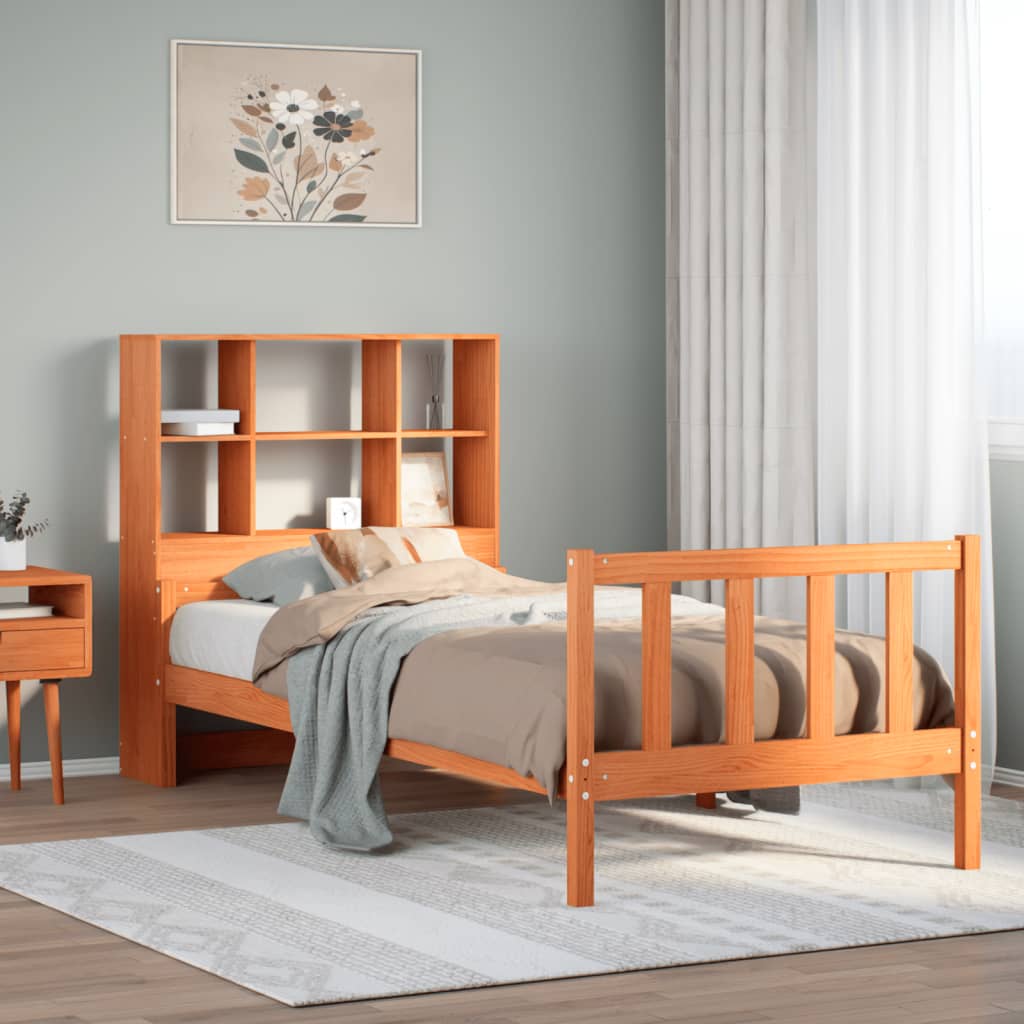Bookcase Bed without Mattress Wax Brown 75x190 cm Small Single Solid Wood