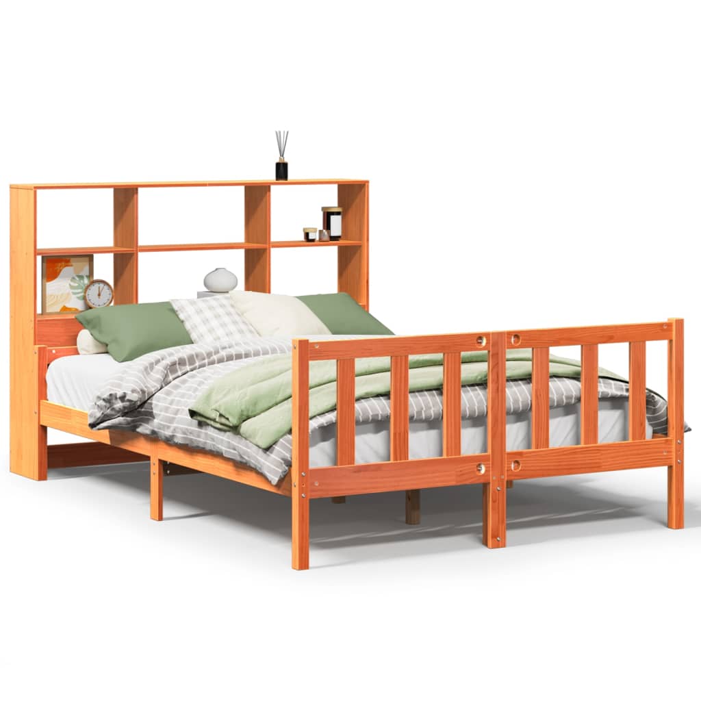 Bookcase Bed without Mattress Wax Brown 160x200 cm Solid Wood