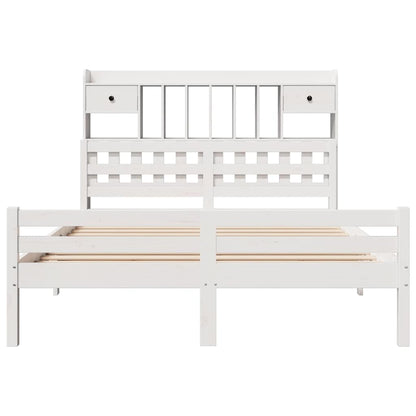 Bookcase Bed without Mattress White 140x200cm Solid Wood Pine
