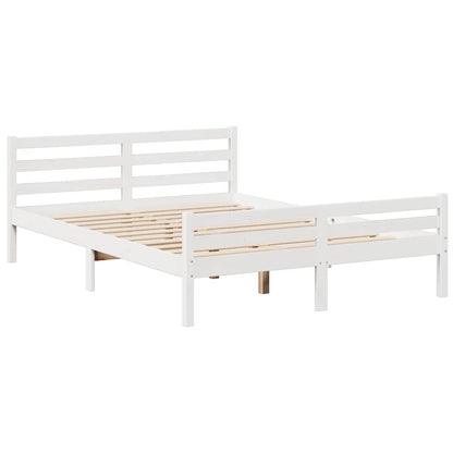 Bookcase Bed without Mattress White 140x200cm Solid Wood Pine