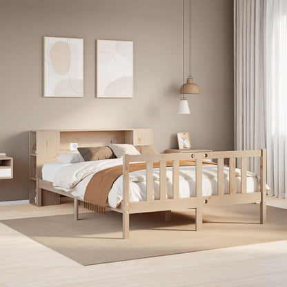 Bookcase Bed without Mattress 135x190cm Solid Wood Pine