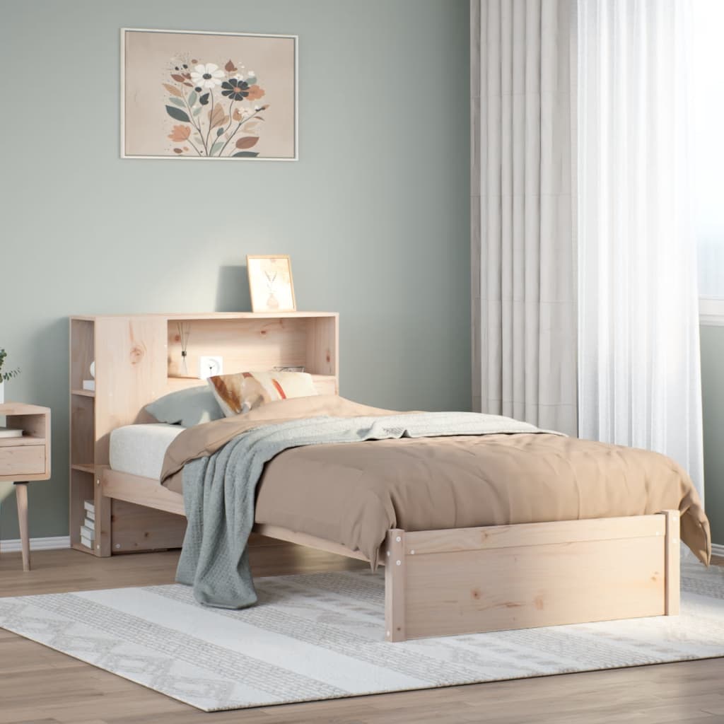 Bookcase Bed without Mattress 75x190cm Solid Wood Pine