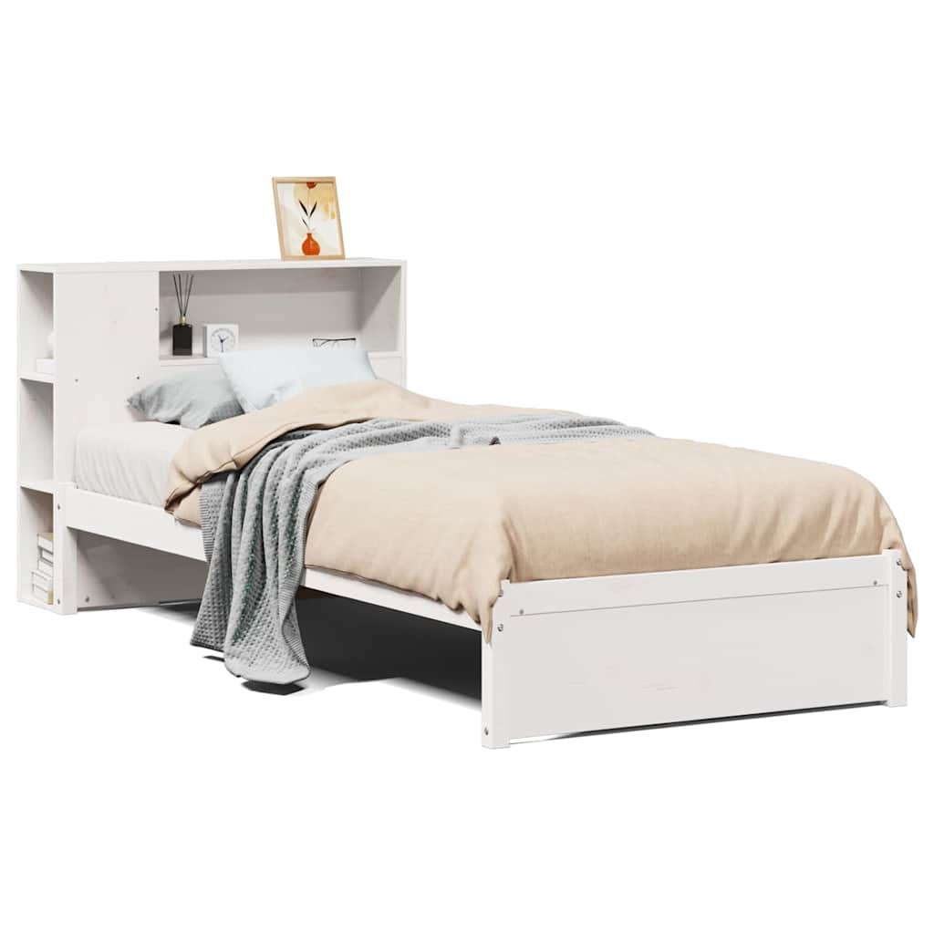 Bookcase Bed without Mattress White 75x190cm Solid Wood Pine
