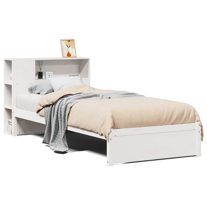 Bookcase Bed without Mattress White 75x190cm Solid Wood Pine