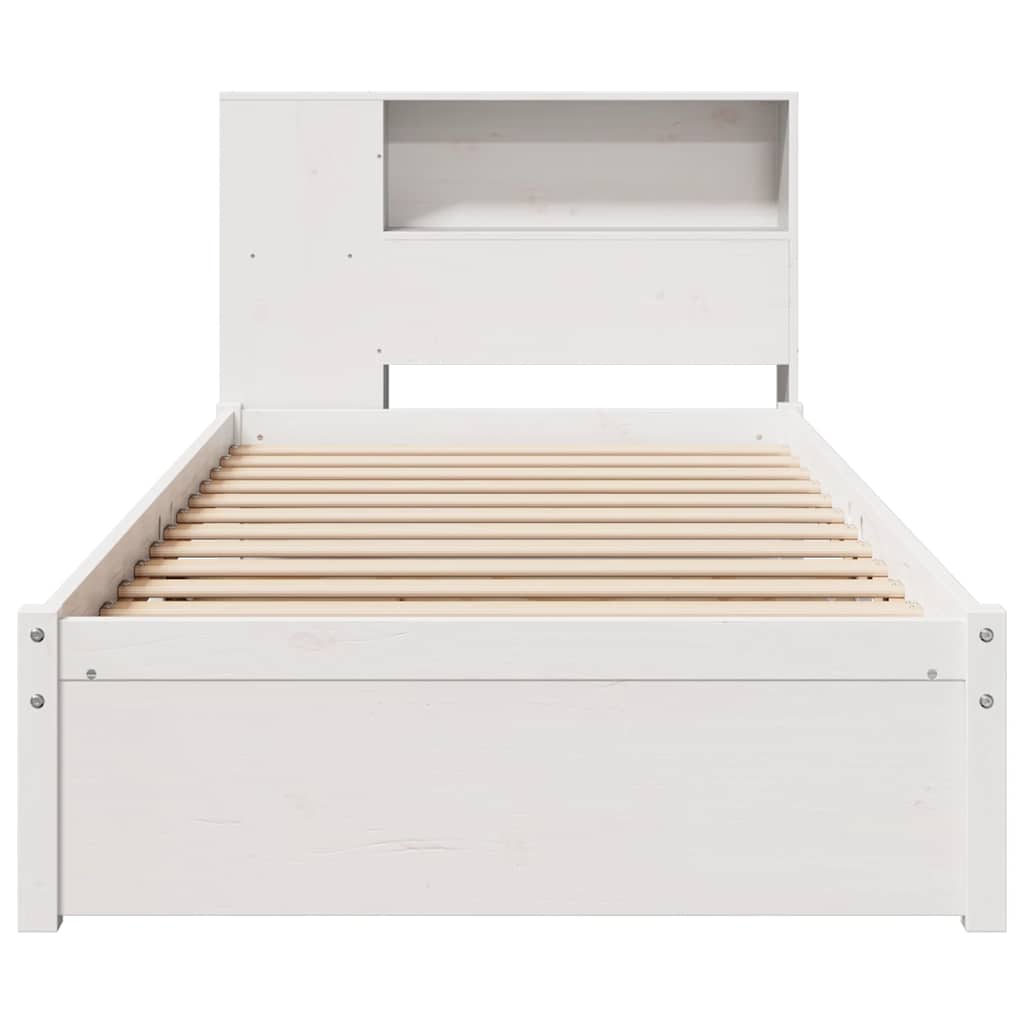 Bookcase Bed without Mattress White 75x190cm Solid Wood Pine