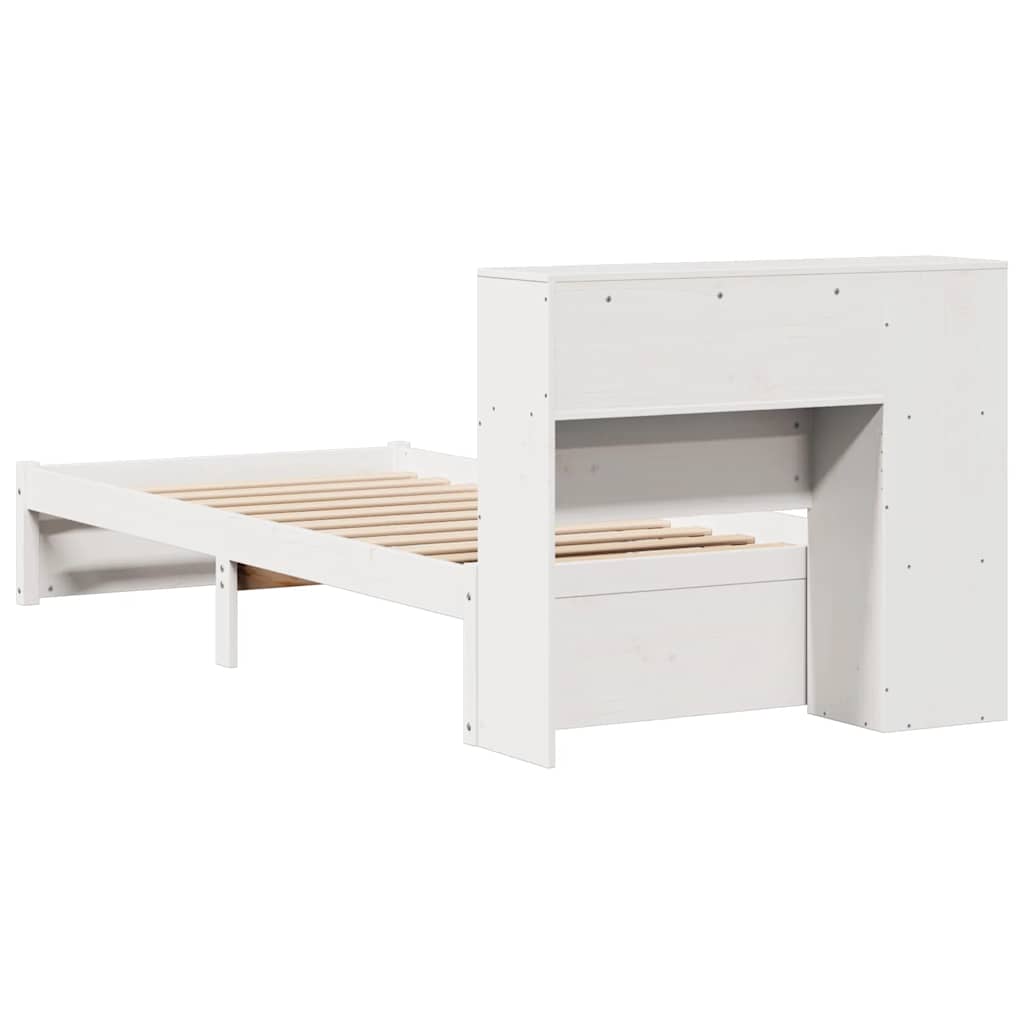 Bookcase Bed without Mattress White 75x190cm Solid Wood Pine