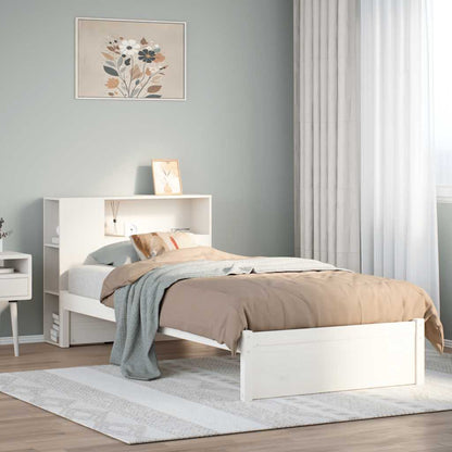 Bookcase Bed without Mattress White 75x190cm Solid Wood Pine