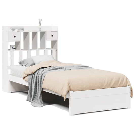 Bookcase Bed without Mattress White 75x190cm Solid Wood Pine