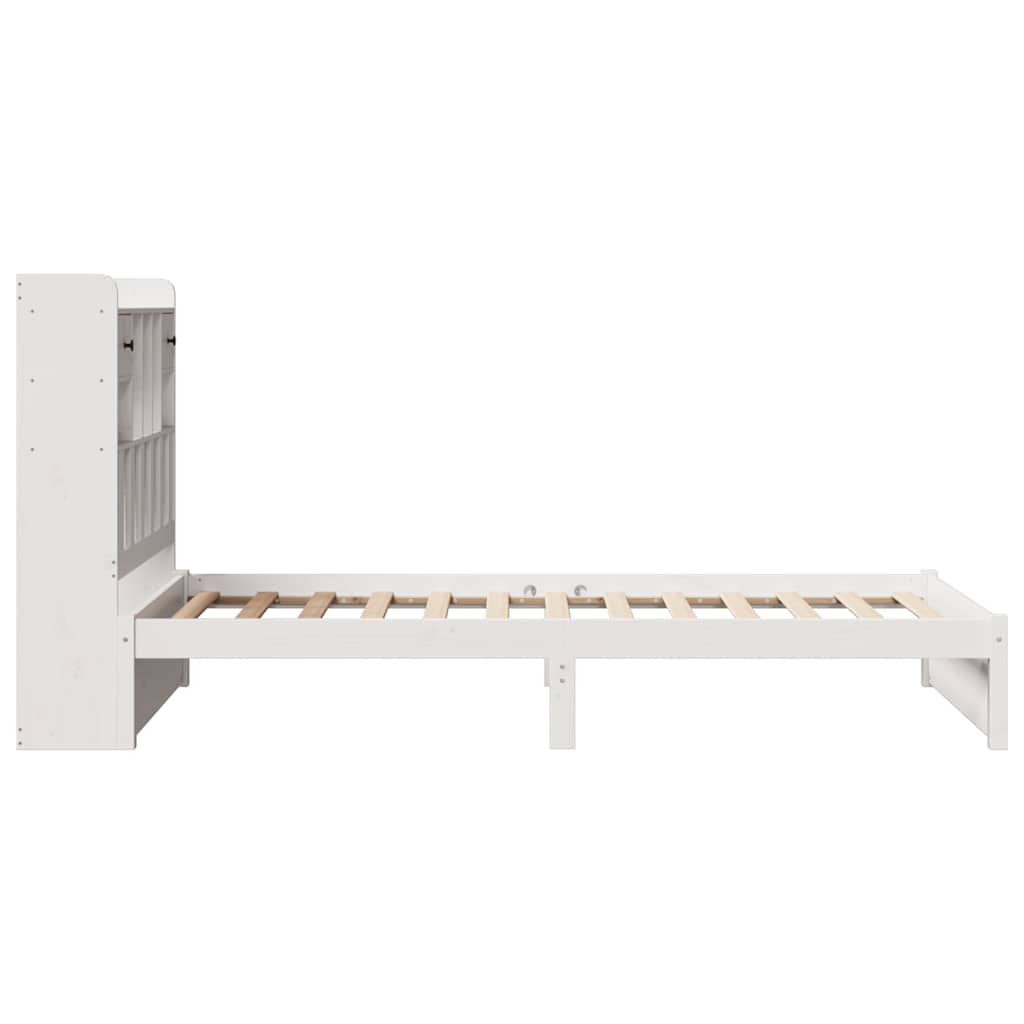 Bookcase Bed without Mattress White 75x190cm Small Single Solid Wood Pine