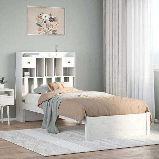Bookcase Bed without Mattress White 75x190cm Solid Wood Pine
