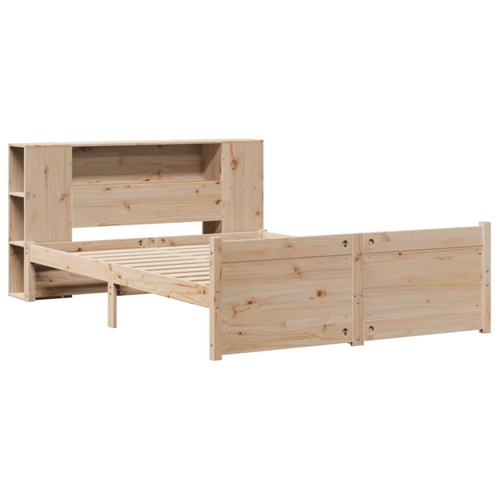 Bookcase Bed without Mattress 135x190cm Double Solid Wood Pine