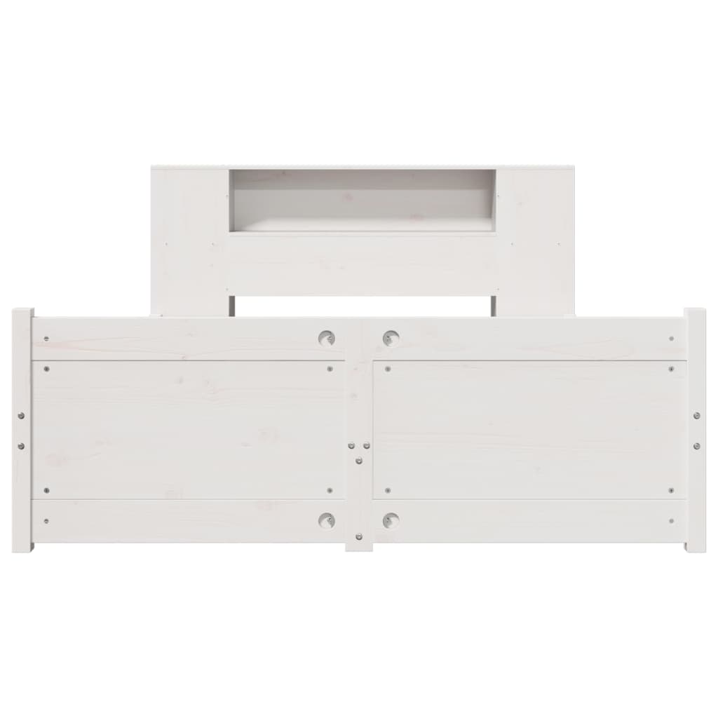 Bookcase Bed without Mattress White 140x190cm Solid Wood Pine