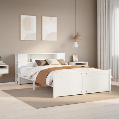 Bookcase Bed without Mattress White 140x200cm Solid Wood Pine