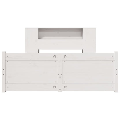 Bookcase Bed without Mattress White 160x200cm Solid Wood Pine