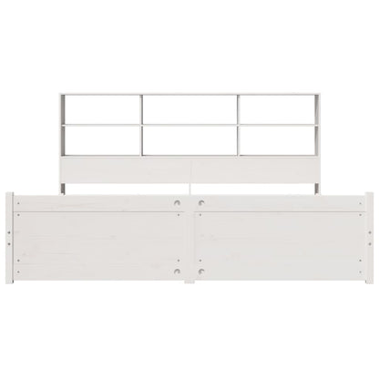 Bookcase Bed without Mattress White 180x200 cm Super King Solid Wood Pine
