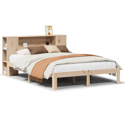 Bookcase Bed | Natural Pine | Solid Pine Wood | Double | Bookcase Bed
