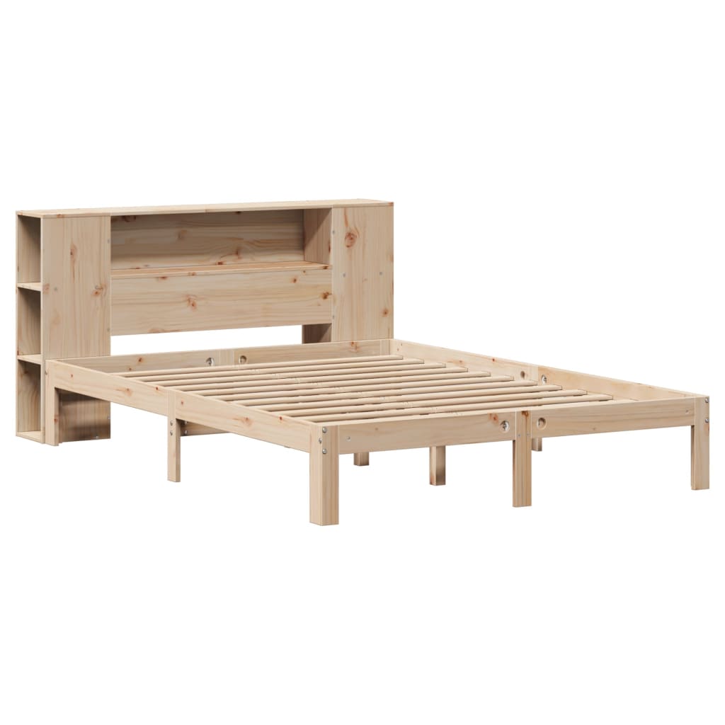 Bookcase Bed | Natural Pine | Solid Pine Wood | Double | Bookcase Bed