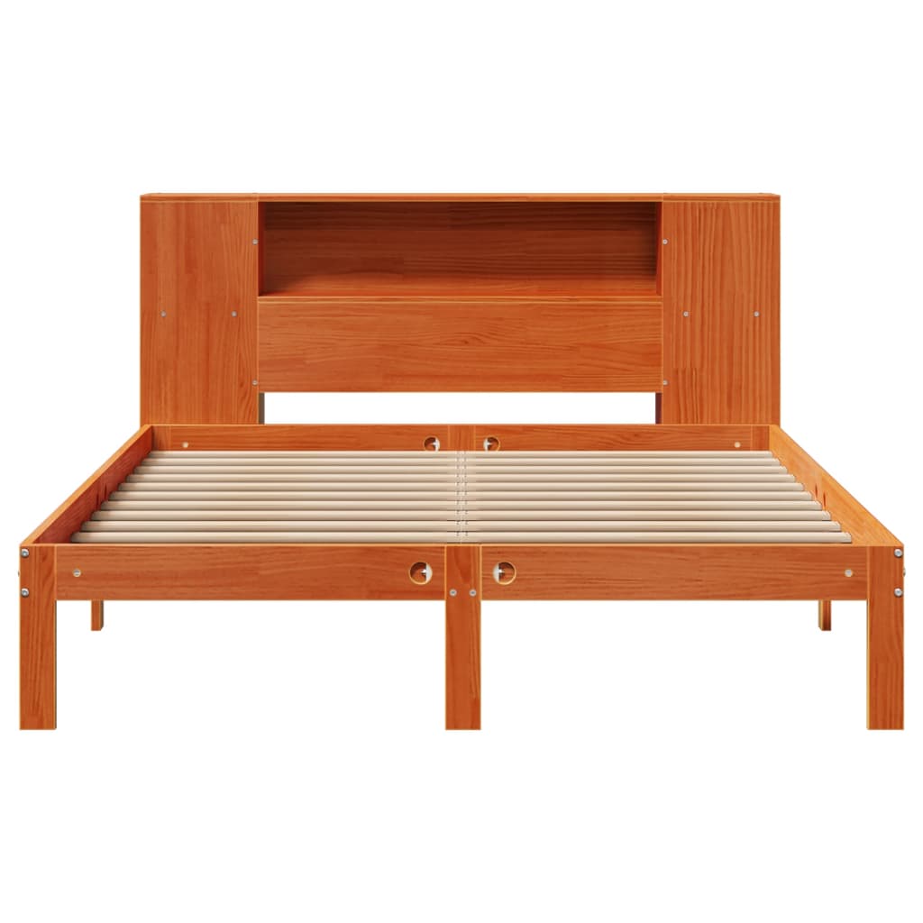 Bookcase Bed without Mattress Wax Brown 135x190 cm Doouble Solid Wood Pine