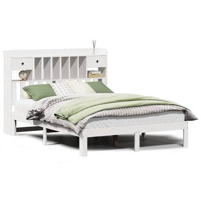 Bookcase Bed without Mattress White 135x190cm Solid Wood Pine