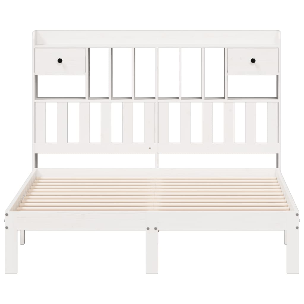 Bookcase Bed without Mattress White 135x190cm Solid Wood Pine