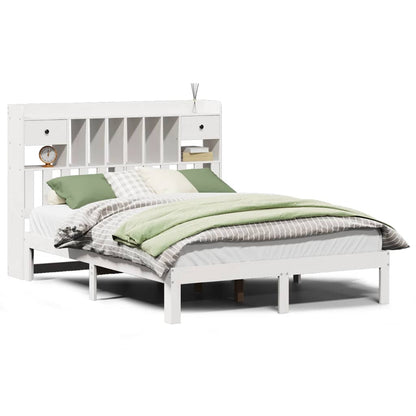 Bookcase Bed without Mattress White 150x200cm Solid Wood Pine