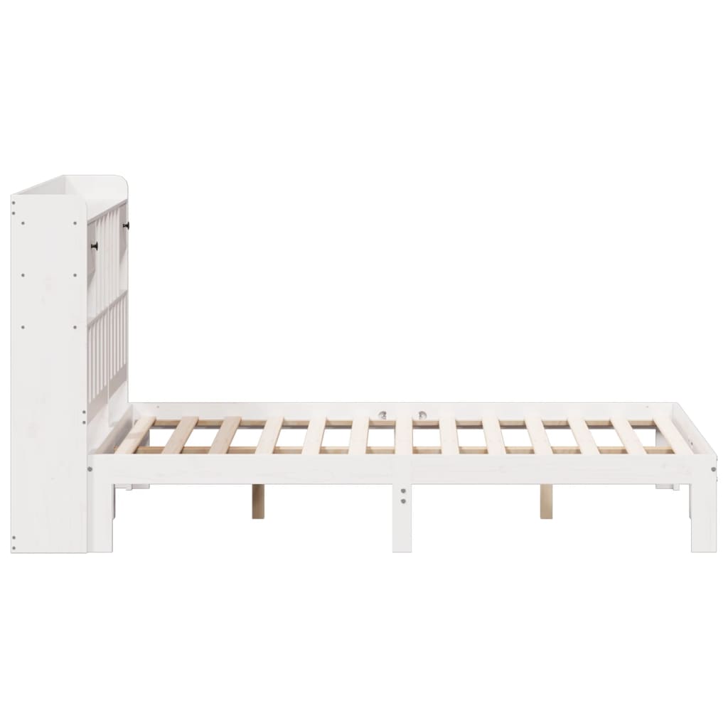 Bookcase Bed without Mattress White 160x200cm Solid Wood Pine