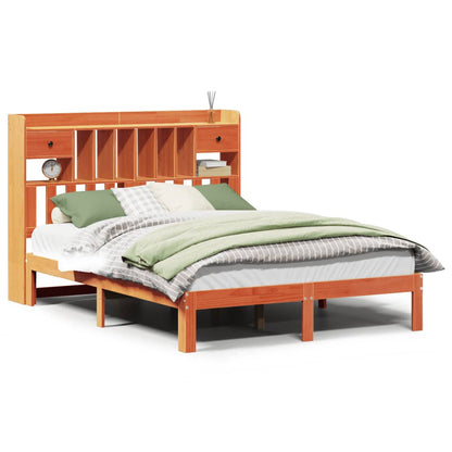 Bookcase Bed without Mattress Wax Brown 140x200cm Solid Wood Pine