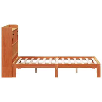 Bookcase Bed without Mattress Wax Brown 140x200cm Solid Wood Pine