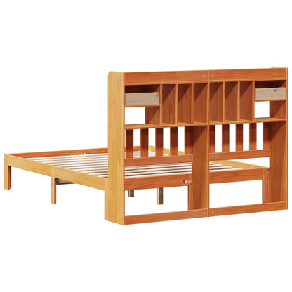 Bookcase Bed without Mattress Wax Brown 140x200cm Solid Wood Pine