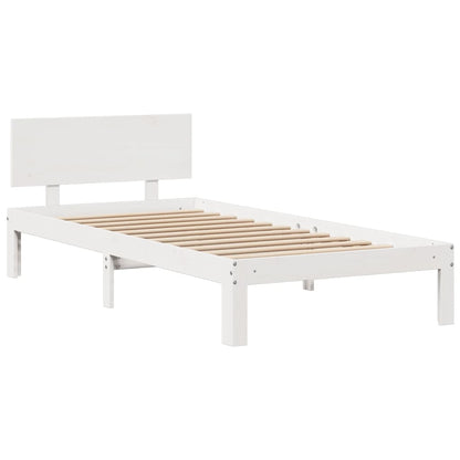 Bookcase Bed without Mattress White 150x200 cm King Size Solid Wood Pine