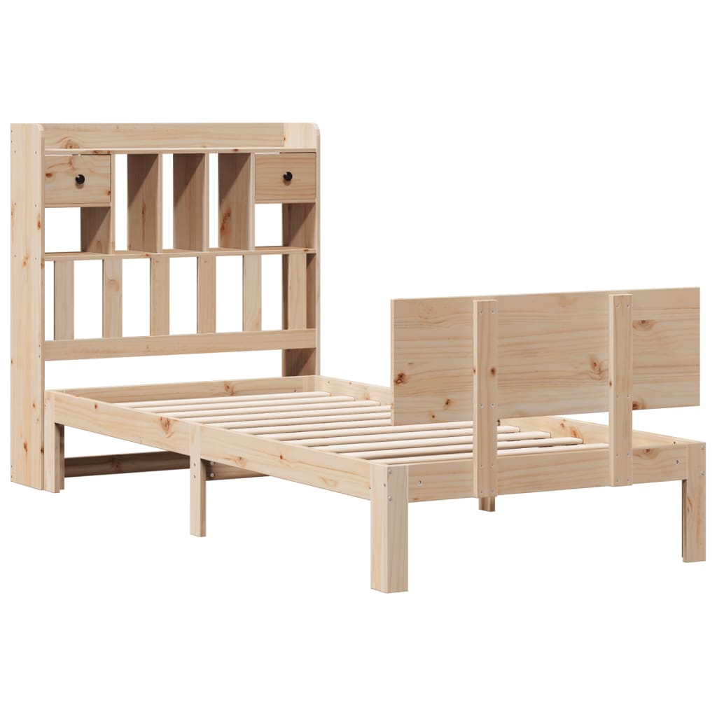 Bookcase Bed without Mattress 90x190cm Solid Wood Pine