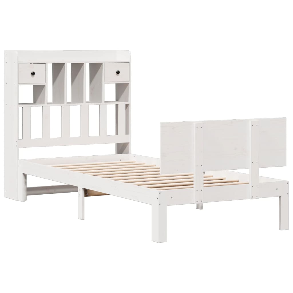 Bookcase Bed without Mattress White 90x190cm Solid Wood Pine