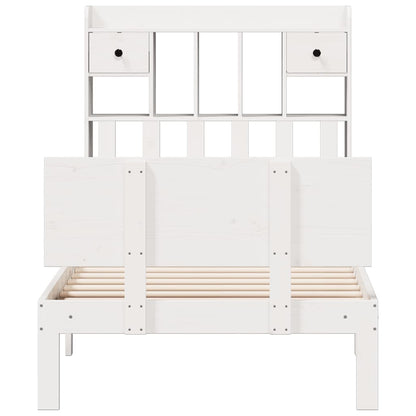 Bookcase Bed without Mattress White 90x190cm Solid Wood Pine